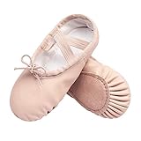 Stelle Ballet Shoes for Girls Toddler Ballet Slippers Soft Leather Boys Dance Shoes for Toddler/Little Kid/Big Kid(Ballet Pink,with Lace, 6MT)