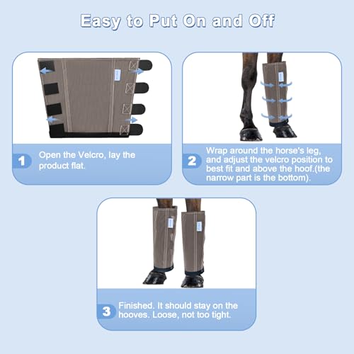 Image of Mesh Horse Fly Boots Set of 4, Fly Boots for Horses, Leggings for Horses, Reduce-Stomping, Breathable Mesh, Loose Fitting, Stay Up Not Sag, No Rub