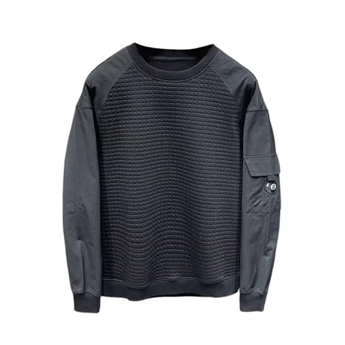 Men's Casual Loose Fit Round Neck Pullover Hoodless Sweatshirt Spring Autumn Base Layer Comfortable Breathable