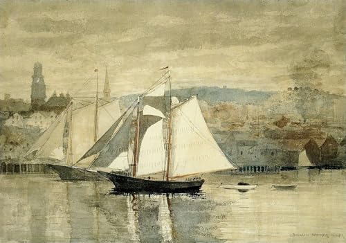 Cuadro de dos veleros de Winslow Homer, pintura al óleo para salón SERENDIPITP 60x90cm