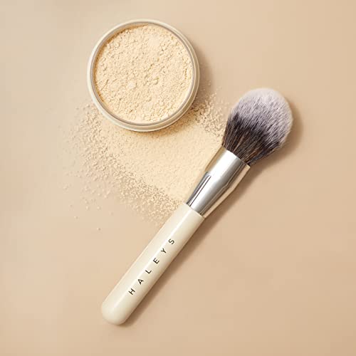 Haleys Brilliant Powder Brush, Soft, Streak-Free, Perfect Blending, Buff, Blurs, Smooths, Control, Precision, Complexion Tools, For Powder, Setting Powder, Blush, Vegan, Cruelty-Free, Sustainable Wood #TOP4