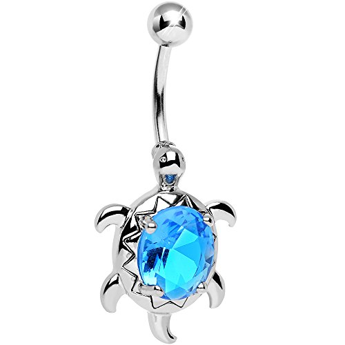 Body Candy Brilliant Blue Swimming Turtle Belly Ring
