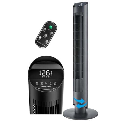 Ventilador de torre *TURBO POWER* Beckon de 102 cm de alto 3 velocidades + control remoto + oscilación temporizador modos de uso con display LED...