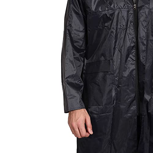 Image of Men's Polyester Double-Layer Long Raincoat Poncho with Pockets, Adjustable Cap and Cover