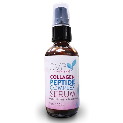 Collagen Peptide Serum - Best Anti Aging Collagen Serum For Face Skin Brightening, Reduces Fine Lines & Wrinkles, Heals, And Repairs Skin, Microneedling Serum With Aloe Vera & Hyaluronic Acid - Peptide Complex Face Serum By Eva Naturals (2 Oz), 2 Pack #TOP6