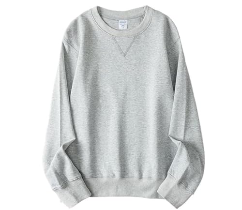 Sweat-shirt manches longues gris en coton lourd 350g pour l'hiver