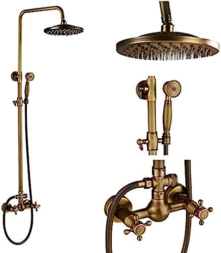 Système de douche laiton antique haut de gamme avec mitigeur double commande a01