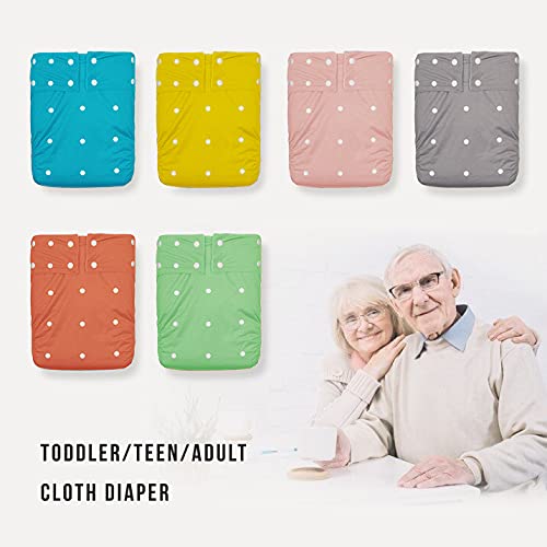 Kawaii Adult Reusable Cloth Diaper, Large Adult Nappy with 1 Super Absorbent Diaper Insert, Waterproof Adjustable Incontinence Leakproof Protective Underwear - Baby Pink