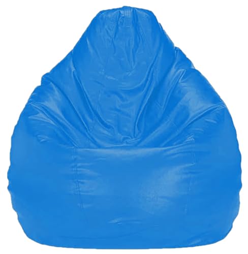 Image of Casa Copenhagen Premium Leather Bean Bag Chair, Filled with Beans | Capacity: Upto 7 Ft Height, 200 KG Weight | 4XL | Royal Blue