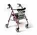 Medline Posh Premium Lightweight, Foldable, Aluminum Rollator Walker with Wheels, Water Resistant, Zebra Print Bag, Pink, 6 Inch