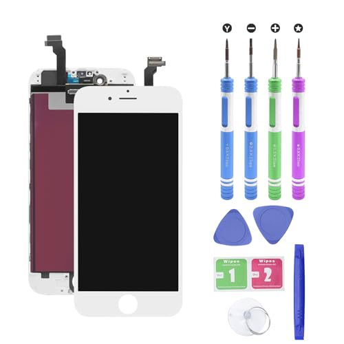 Replacement for iPhone 6 2014 Year (Model A1549 A1586 A1589) White LCD Display Digitizer Panel (Repair) LED Screen Assembly with Repair Tools