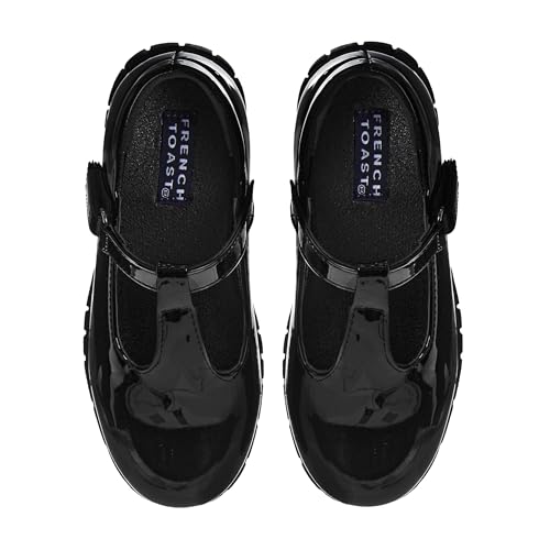 Girls Chunky Mary Jane Dress Shoes Faux Patent Leather School Uniform Shoes with Lug Sole- Black Gloss Size 4 Big Kid by French Toast - Used condition - Image 4