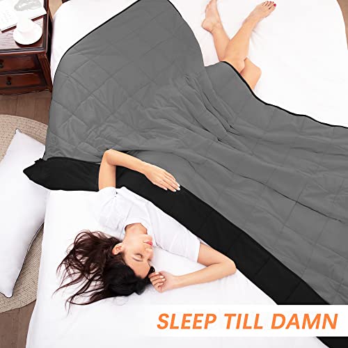 Rokduk Weighted Blanket Twin 15 Pounds 48X72 In Cooling Weighted Blanket Throw Size For Adults 1800 Brushed Microfiber Reversible Heavy Blanket With Premium Glass Beads (Black & Dark Grey) #TOP5