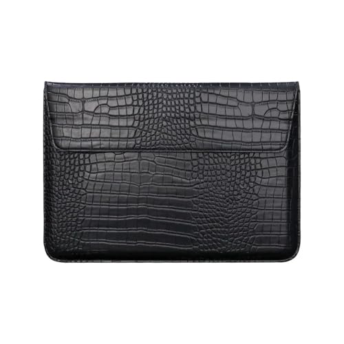 FOVAOK Housse ultra fine en cuir synthétique pour ordinateur portable de 11/12/13/15/13,3/15,4" (noir crocodile, 13,3")