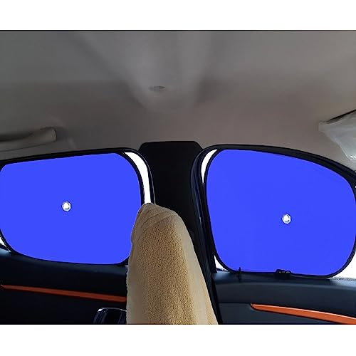 Image of KINGSWAY Car Window Curtain Sticky Sun Shades Compatible with Honda Civic, (Year 2006-2015), Universal Fit Sunshades for Side Window, Rear Window, Blue Color, 4 Pieces