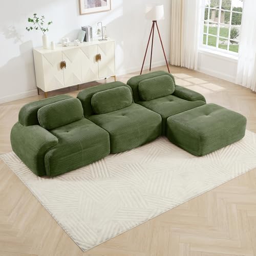 Image of Corduroy Modular Sectional Sofa, Oversized Cloud Couches for Living Room