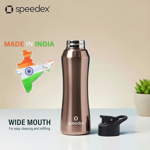 Image of Speedex Stainless Steel Water Bottle 1 Ltr, 1000 ml Metal Bottle For Daily, Office, School, Gym, Travel Use for Men, Women, Kids, Adults-Leak Proof Sipper Cap, BIS Approved, Copper Gold, Set of 4