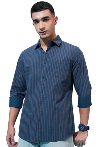 Image of Highlander Men's Slim Fit Striped Shirt | Full Sleeves | Everyday Wear Stylish Shirt for Men