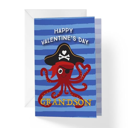1Up Greetings Pirate Octopus Valentine Card