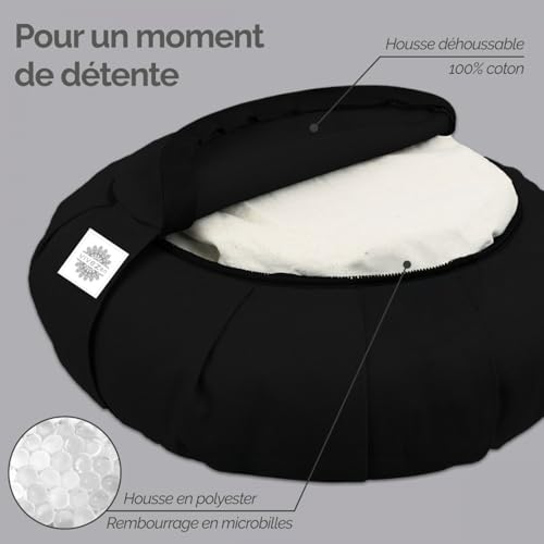Vivezen - Pouf, zafu, coussin de méditation, yoga - Rond - 38 x 38 x 13 cm - Plusieurs coloris