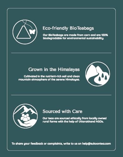 Image of Sukoon, Chamomile Tea Organic - 100 Tea Bags - Caffeine Free Organic Chamomile Tea Bags