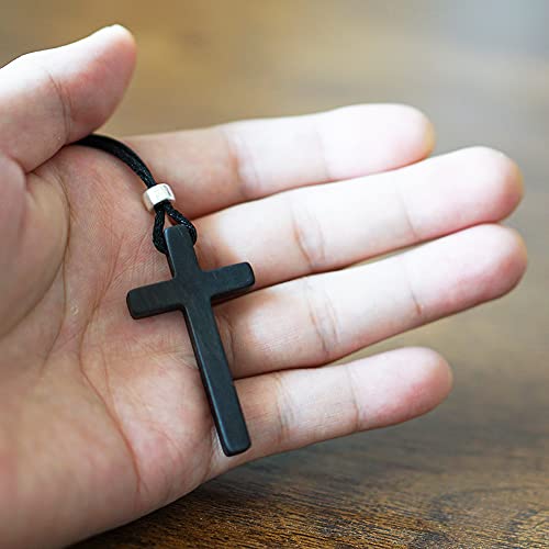 Xianli Wang Natural Sandalwood Cross Pendant Necklace for Men Women Gift Wooden Wood Casual Sweater Chain Car Rearview Mirror Pendant Black4