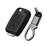 ontto Funda para llave de coche compatible con Volkswagen Golf MK4 MK5 T5 Bora Lupo Passat Polo Fox Skoda Seat, de plástico, 2 botones, color negro