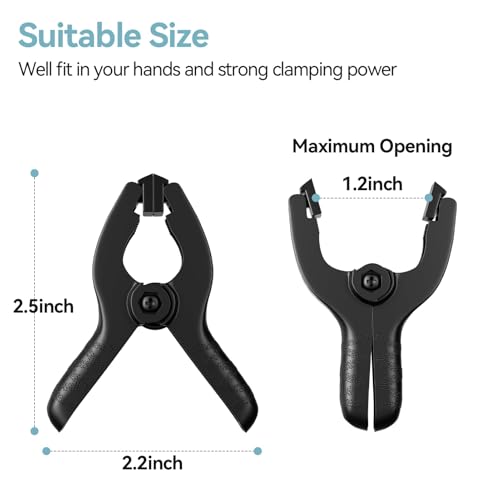 Image of EMART 12 Pack Heavy Duty Spring Clamps 2 Inch Plastic Large Professional Backdrop Clips Clamps for Backdrop Stand, Pool Cover, Photography Studio, Balloon arch, Woodworking, Crafts, Tarp-Black