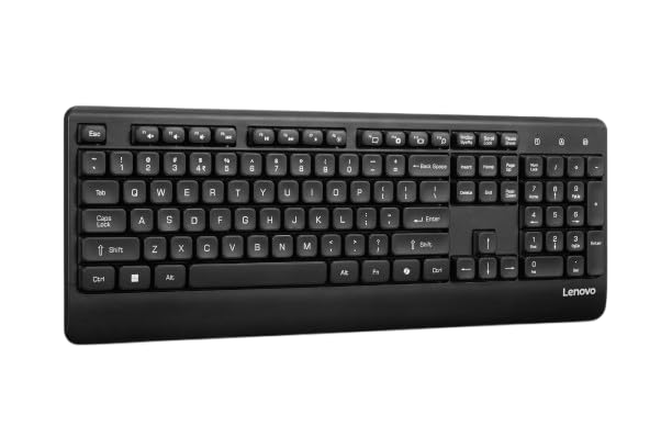 Image of Lenovo USB-A Wireless Keyboard, Reliable Wireless connectivity, Upto 1 Month Battery Life, Spill-Resistant, Durable Keys with up to 10 Million clicks, ROHS Compliant, 0.436Kg, 4Y41U02455, 1Y Warranty