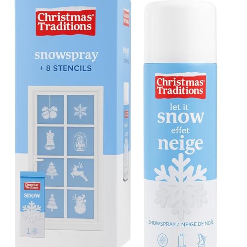 Christmas Traditions Schneespray Kunstschnee Set 150ml Set inklusive 9 Schablonen