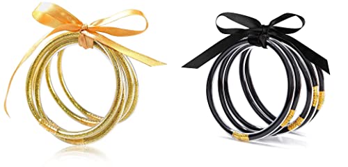 MJartoria Bundle - Glitter Jelly Bangles Bracelets Set Glitter Filled Jelly Silicone Bracelets for Women Girls