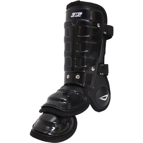 3N2 Batters Pro Clutch Leg Guard for Baseball or Fastpitch Softball, Fully Adjustable Shin, Ankle and Foot Protection, Quick-Release Buckles - Black