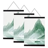 irbaniland Magnetischer Posteraufhängerrahmen, magnetisch, zum Selbermachen, Holzposterrahmen, Teakholz, Kiefer, Foto-Aufhänger-Set für Bilder, Leinwanddrucke, Kunstwerke, Heimdekoration, 30,5 x 40,5