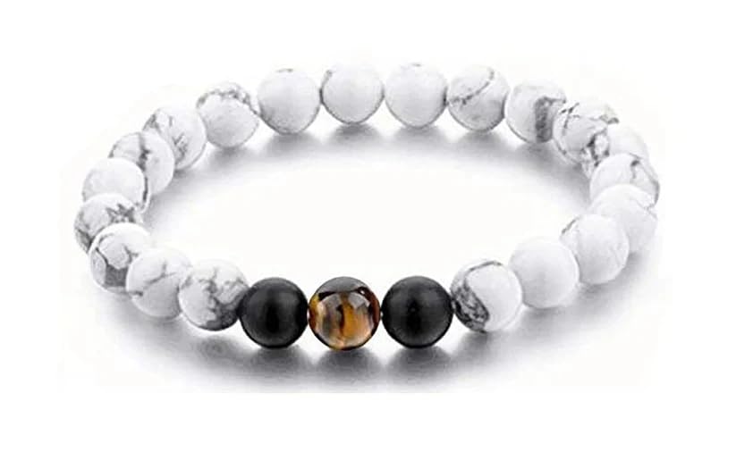 Adonis Sterling Bracelet for Men and Boys | Tiger Eye & Onyx Accents | Howlite Beaded Stainless Steel 8mm Beads | Adjustable bracelets | Gifts for Men | Evolution Collection (B0CWL25TCM) Amazon Price History, Amazon Price Tracker