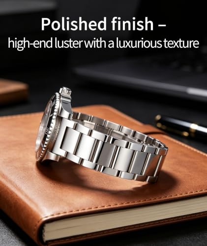 Image of BINLUN Thick Stainless Steel Watch Band Metal Heavy Polished Matte Brushed Finish Watch Strap Replacement for Men Women 16mm /18mm /20mm /21mm /22mm /23mm /24mm /26mm