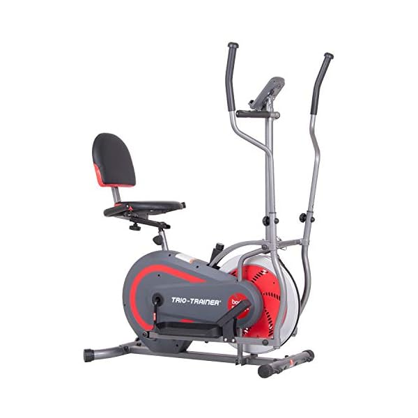 [BODY POWER] 2nd Generation Patented 3-in-1 Home Gym, Upright Compact Exercise Bike, Elliptical Machine & Recumbent Bike, Trio Trainer with Heartrate Monitor, Safety Brake Pad. BRT5088