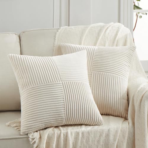 Fancy Homi 2 Packs Boho Cream Decorative Throw Pillow Covers 18x1...