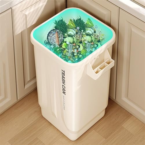 Papelera de baño con mango resistente y diseño moderno de plástico de 32L 6