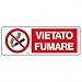 Cartello in alluminio bianco adesivo Vietato fumare 35x12,5 cm