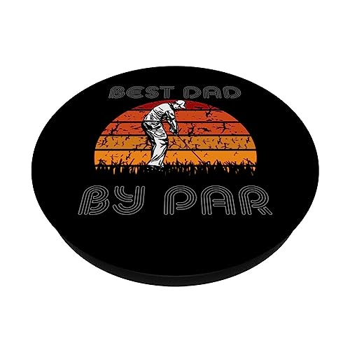 Retro Best Dad By Par Shirt As Golf Best Dad By Par Gifts PopSockets Adhesive PopGrip, Black - Image 2
