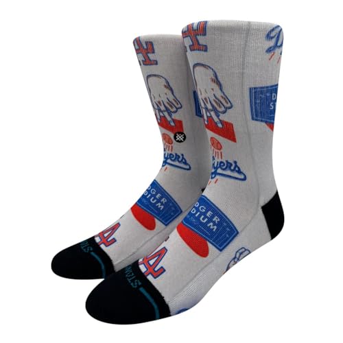 Stance Mens LA Dodgers Local Crew Socks (Grey/Royal/Red 9-13)