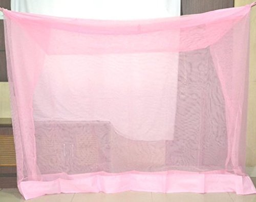 Image of Ans King Size Mosquito Net for 7x7 ft Double Bed - Premium Pink Nylon, Highly Durable, Easy Installation, Full Protection, Breathable & Lightweight - Ideal for Home & Travel
