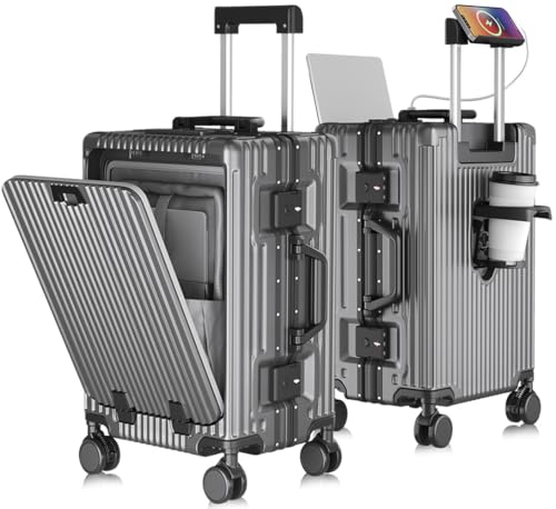 [SnooII] �X�[�c�P�[�X �@���������� ���@�\�t�����g�I�[�v�� �L�����[�P�[�X �X�g�b�p�[�t�� �g�уX�^���h USB�|�[�g�t�� �J�b�v�z���_�[�t�� �B���t�b�N�@�\ ���y�� �ϏՌ� �É� 360�x��] �_�u���L���X�^�[ �A���~�t���[�� �s���APC�ގ� 