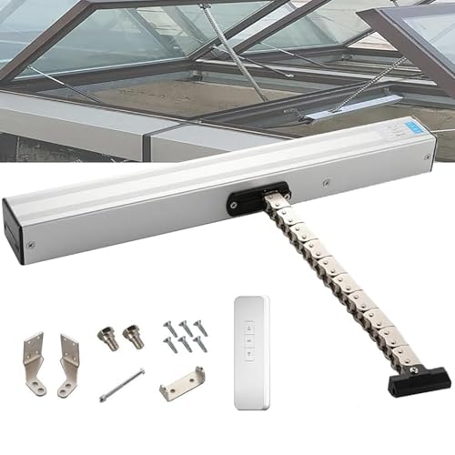 Elektrischer Fensteröffner mit Fernbedienung, Regensensor, Doppelschicht-Silent-Kette, 600 Drehmoment für Dachfenster und Dachlüftungen