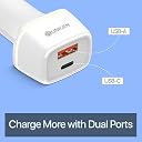 UNIGEN 80W Fast Car Charger Dual Port (USB-C PD + USB QC 3.0), Compact Car Charging Adapter Compatible with iPhone, Android Smartphones, Earbuds, Smartwatch & Power Bank (White) gallery image