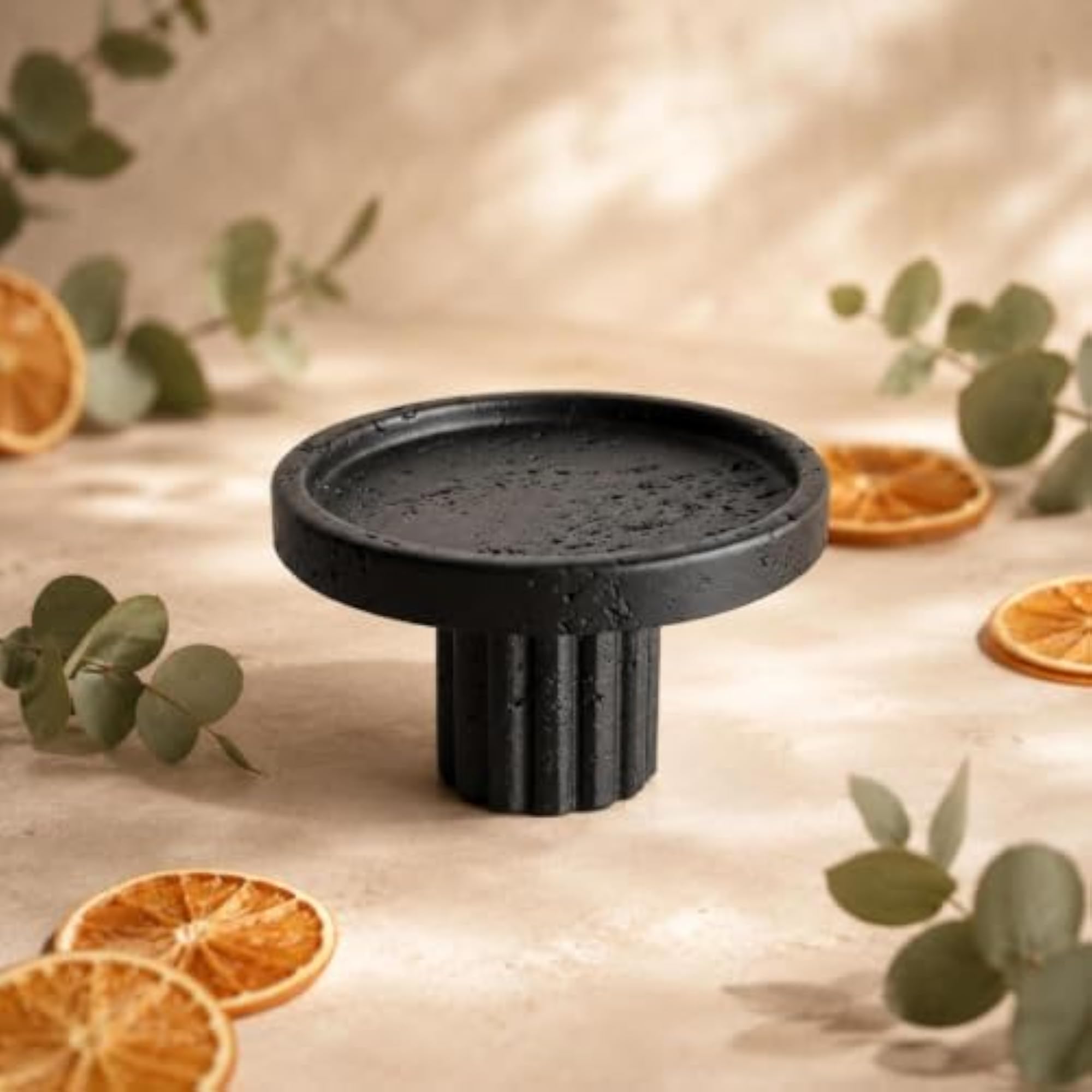 Ribbed Tray, Speckled Surface Decorative Riser