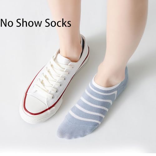 Image of Women's No Show Socks Colorful stripes Ankle Socks for Women, Low Cut Socks Short Cotton Socks