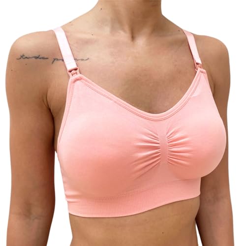 Kit com 2 Sutiã Amamentação Bojo Removível Confortável Gestante Sem Aro (BR, Alfa, GG, Regular, ROSA