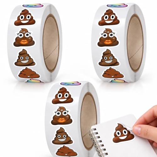 Rollo Pegatinas Emojis Cacas para niños, emoji stickers, 3 Unidades