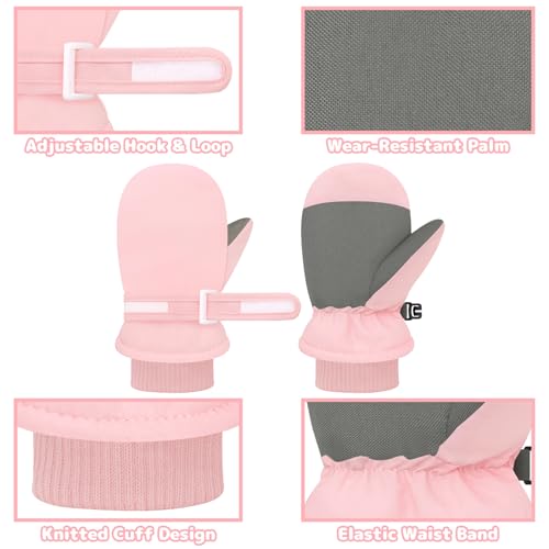 Olreco Toddler Snow Gloves Toddler Mittens 18-24 Months Baby Mittens 6-12 Months Waterproof Toddler gloves 2T Baby Girl Mittens